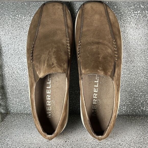 Merrell Primo Seam Moc DK Taupe Shoes Leather Suede Size 9 - Picture 7 of 8